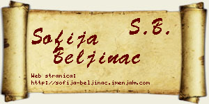 Sofija Beljinac vizit kartica